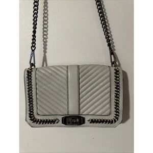 Rebecca‎ Minkoff Women's Crossbody Bag chain Strap Love Taupe Off White Color